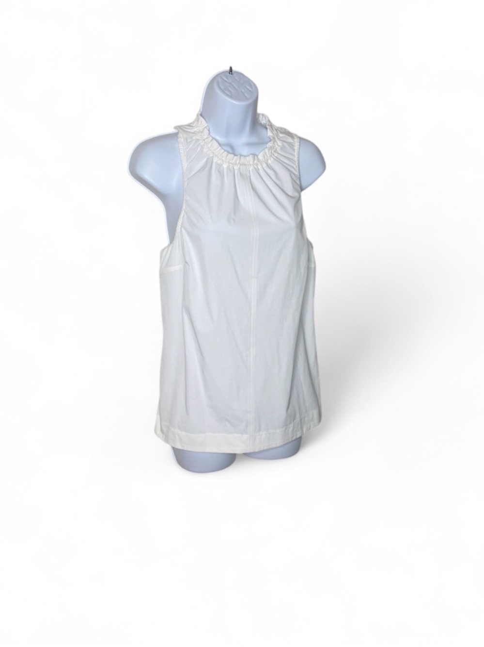 Athleta Boundless High Neck Ruffle Tank Top Bright White Size Small S - Picture 2 of 5